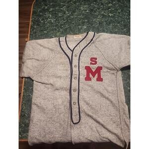 VTG Wilson Sport  Flannel  Baseball Jersey Grey/Navy Size 36. See Pics. 1960's